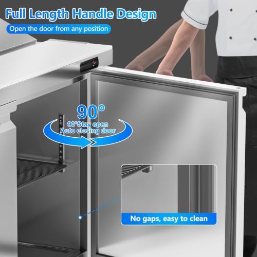 Rockitch 72" W Commercial Sandwich Prep Table Refrigerator 22 Cu.ft 30 Pans - Image 5