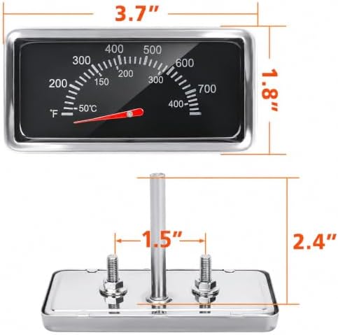 Hisencn 3.6'' Thermometer Replacement for Nexgrill 720-0830A 720-0882A - Image 2
