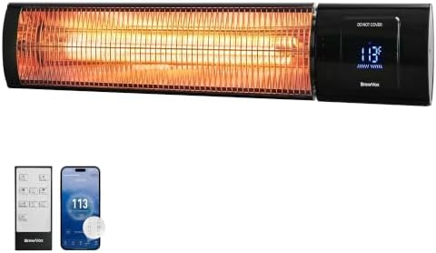 1500W Patio Heater, Electric Outdoor Heaters for Patio with Thermostat, Instant Warmth Carbon Fiber Infrared, Smart App & Remote Control, Wall & Stand Mount, IP65 Waterproof by Unknown