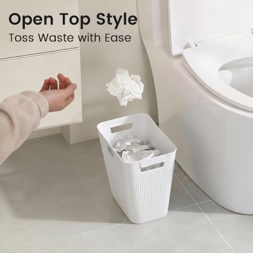 JOYMOOP Slim Trash Can 5-Pack, 2.2 Gallon Plastic Wastebasket for Bathroom, Bedroom, Office, Kitchen with 4 Rolls Bags, White - Image 4