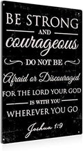 BEASTZHENG Be Strong and Courageous Tin Sign Wall Bible Verse Art Decor by BEASTZHENG