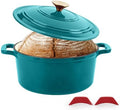 Enameled Cast Iron Dutch Oven with Lid&Silicone Grip, Round Casserole Pot for Bread Baking, Braising, Roasting,Stews,Heavy-Duty Baking Pan,Oven Safe, Induction Compatible (4.7QT,Lagoon) by TASTEDELI