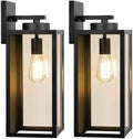 BesLowe 15’’ Large Outdoor Wall Lights, Modern Black Exterior Wall Lanterns by BringYourBrightFuture