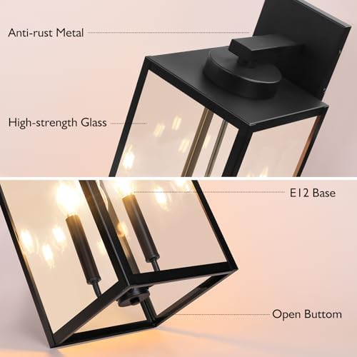 BesLowe 23.9" Extra Large Size Outdoor Wall Light Fixture, Exterior Lighting Fixture Porch Sconce Wall Mounted, Waterproof Outdoor Wall Lantern, Outside Light for House Patio Front Door Garage, Black - Image 4