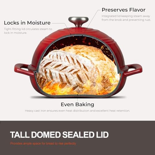 Overmont Enameled Cast Iron Dutch Oven, 6QT Bread Oven with Dome Lid Recipe - Image 4