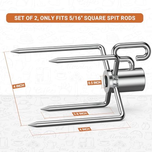 onlyfire 6008 Stainless Steel Rotisserie Meat Forks for Grills, 1 Pair - Image 3