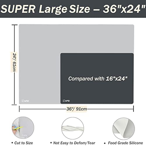 Extra Large Silicone Mat Kitchen Counter Heat Resistant Table Mat 36" x 24" - Image 2