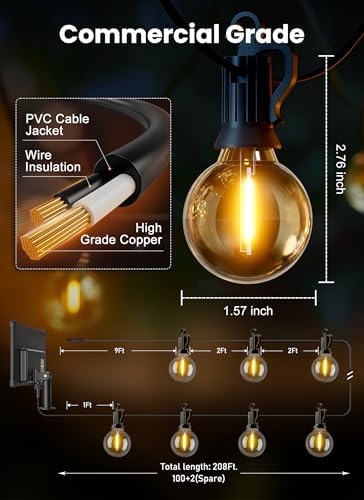 Brightown 208FT 102LED Solar String Lights Outdoor with Remote & USB Port - Image 5