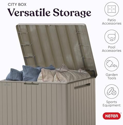 Keter City 30 Gal Outdoor Storage Box and Patio Side Table - Image 5