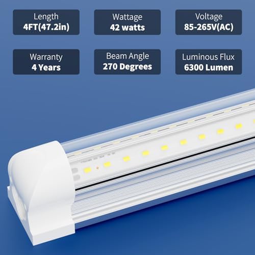 4FT T8 LED Shop Light, 6000K Daylight White, 20-Pack - Image 2