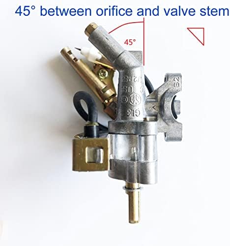 1 PC 45° BBQ Grill Gas Valve With Thrower Valve, Valve Stem OD 5/16", Orifice size: 1.05mm for LP Gas, Fits for 5/8" Manifold Tube - Image 2