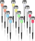 GIGALUMI Solar Garden Lights Outdoor, 12 Pack 6-Color, IP65 Waterproof Decorative Pathway Lights, Stainless Steel LED Landscape Lighting for Yard, Lawn, Walkway by GIGALUMI