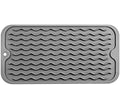 MicoYang Silicone Dish Drying Mat for Multiple Usage,Easy clean,Eco-friendly,Heat-resistant Silicone Mat for Kitchen Counter or Sink,Refrigerator or Drawer Liner Grey S 12 inches x 6 inches by MicoYang