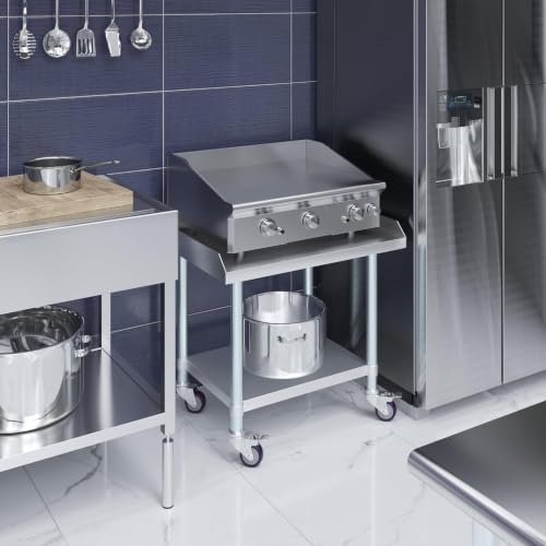 Stainless Steel Rolling Equipment Grill Table Stand | 30" x 30" Work Table - Image 5