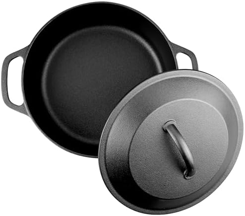 VORRINGARD Pre-Seasoned Cast Iron Dutch Oven with Lid, Round and Dual Handles, for Stovetop, Camping, Grill, Induction, Electric, Black, 3 qt - Image 7