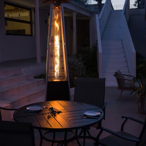 Pyramid Patio Heater,48,000 BTU Outdoor Propane Heater with Glass Tube, Propane Tall Tower Design with Wheels & One-Button Ignition for Backyard, Deck, and Commercial Use - Image 2