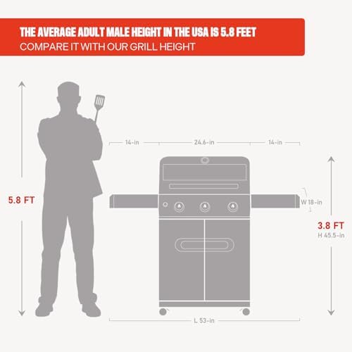 Monument Grills Mesa Series, 3+1 Outdoor Barbecue Stainless Steel Propane Gas Grill, 3 Burners & 1 Side Burner 48,000 BTU Patio Garden Grill with Knob Controls, Mesa325, Black - Image 2