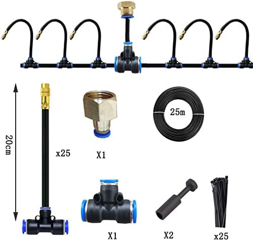 Outdoor Misting Cooling System Kit with Flexible Adjustable Nozzles & Flexible Misting Line & Filter, Patio Misters Mister System Drip Irrigation System for Outside Patio(Size:25m Tube+ 25 nozzles,) - Image 3