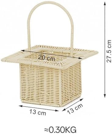 Storage Basket Organizer for Dining Table with Handle Multifunctional Picnic Basket, Beige Square - Image 4