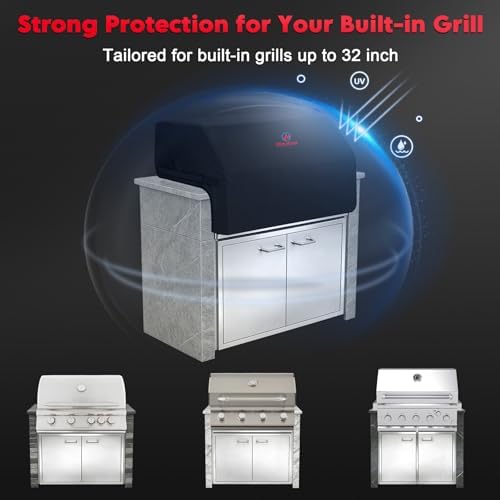 Comnova Built-in Grill Cover 32 Inch - 600D Island BBQ Grill Top Covers Heavy Duty & Waterproof, Premium Built in Barbecue Cover for Char-Broil, Napoleon, Bull, Blaze and More - 32 x 26 x 24 Inch - Image 4