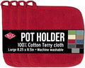 RITZ Terry Potholder & Hot Pad: Unparalleled Heat Resistant, Durable 100% Cotton – Ergonomically Designed for Optimal Grip – Easy-Care Machine Washable – 4-Pack, Paprika Red by RITZ