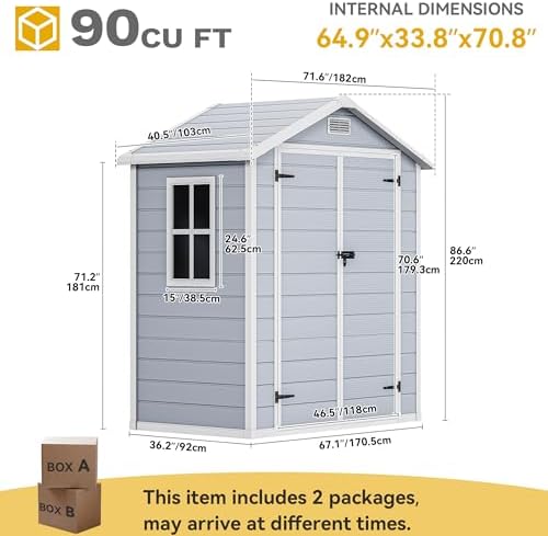 DWVO 6x4 FT Resin Storage Shed with Reinforced Floor, Window & Vents - Image 7