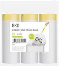 EKO 8 Gallon / 30.3 Liter, 60 Count Drawstring Trash Bags, Extra-Strong Unscented Garbage Bags, Easy-Dispense Roll for Kitchen & Household Use, Resists Tears, Leaks and Punctures, Code F-1, White by Unknown