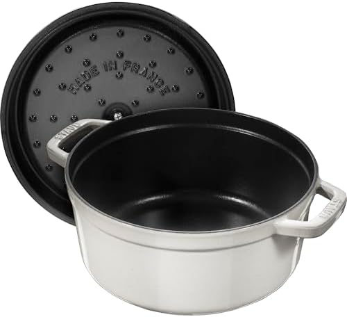 Staub Cast Iron 4-qt Round Cocotte - White Truffle, Made in France - Image 6