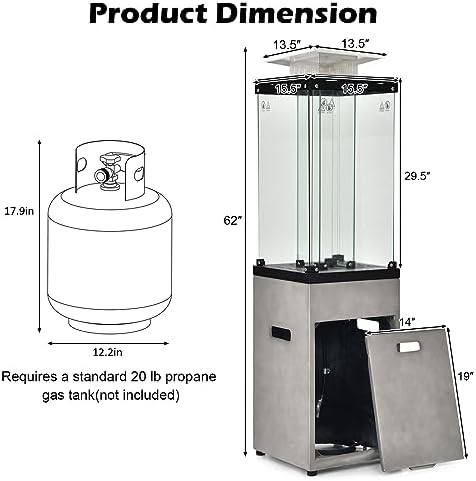 Tangkula 41,000 BTU Propane Patio Heater with Waterproof Cover (Light Grey) - Image 4