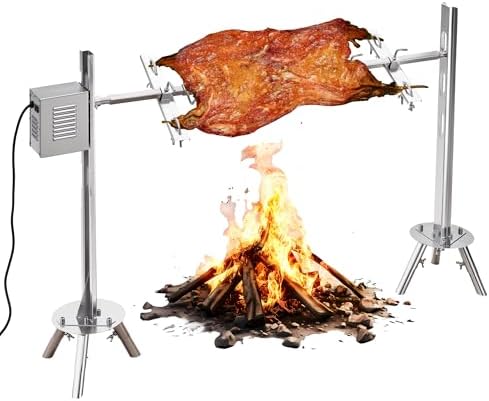 Jocisland 46" Electric Rotisserie Roaster for Pig & Lamb, 132 lbs Load, 45W Motor, Height-Adjustable Stainless Steel BBQ Rotisserie Grill Kit with Triangular Support Stand by Jocisland