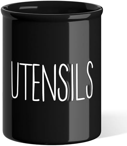 Barnyard Designs Ceramic Farmhouse Kitchen Utensil Holder 7" (Black) by BarnyardDesigns