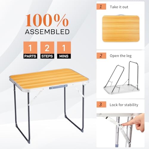 2.0 Ft Folding Portable Camping Table Yellow - Image 6