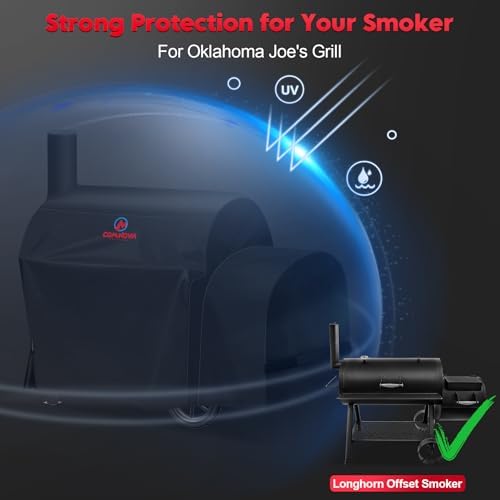 Grill Cover for Oklahoma Joe's Longhorn Offset Smoker - 600D Premium Smoker Cover Waterproof & Heavy Duty for Oklahoma Joe's Longhorn Smoker Grill - Image 4