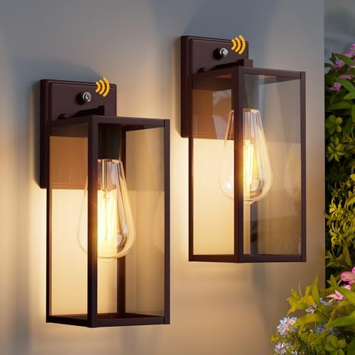 2 Pack 15'' Oil Rubbed Bronze Dusk to Dawn Outdoor Front Porch Lights for Outside, Large Exterior Lighting Fixtures Wall Mount for House, Wall Sconce Lamp, Waterproof Lantern Coach Lights for Garage by Unknown