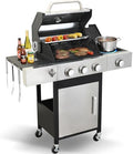 3-Burner Propane Gas Grill 39,000 BTU with Side Burner, Stainless Steel Double-Layer Lid & Porcelain-Coated Cast Iron Grates, Fast Even Heating for Backyard BBQ Camping Tailgating by Unknown