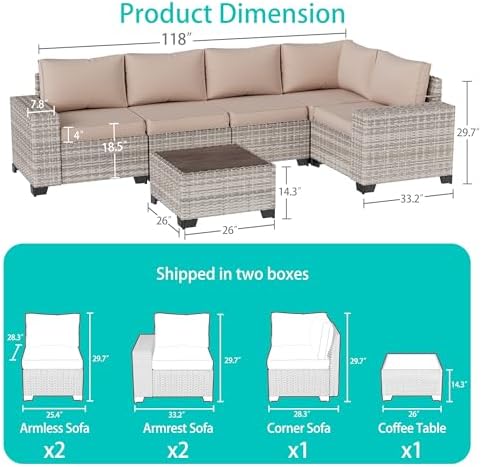 Outdoor Patio Furniture Set PE Wicker Rattan Outdoor Sectional Sofa - Image 5