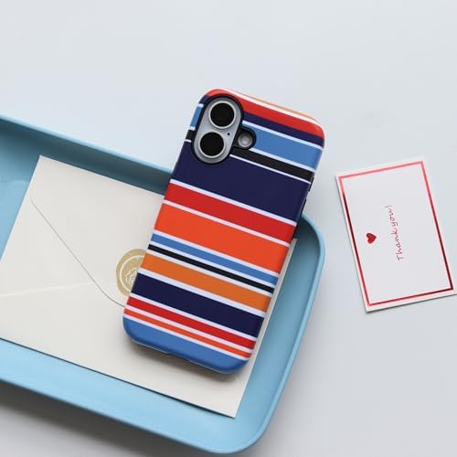 for iPhone 17 Case, Magnetic Matte Frosted Dual-Layer Striped Phone Case for Women, Retro Aesthetic Cover Compatible with Mag Safe Accessories - Sunset Coast - Image 2