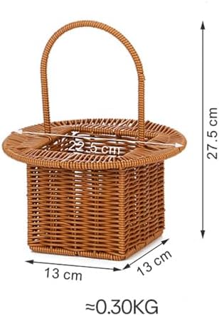 Storage Basket Organizer for Dining Table with Handle Multifunctional Picnic Basket, Brown Round - Image 6