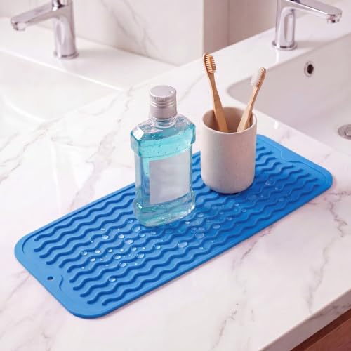 MicoYang Silicone Dish Drying Mat for Multiple Usage,Easy clean,Eco-friendly,Heat-resistant Silicone Mat for Kitchen Counter,Sink,Bar,Bottle,or Cup Lichen Blue M 17 inches x 6 inches - Image 6