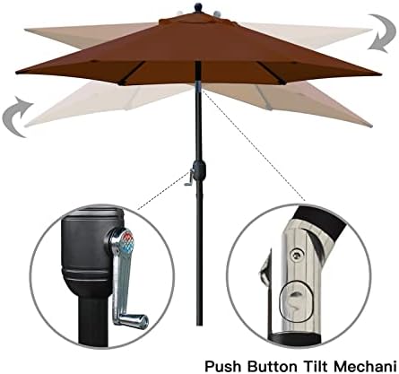 Sunnyglade 7.5' Patio Umbrella Outdoor Table Umbrella Tilt Crank Brown - Image 2