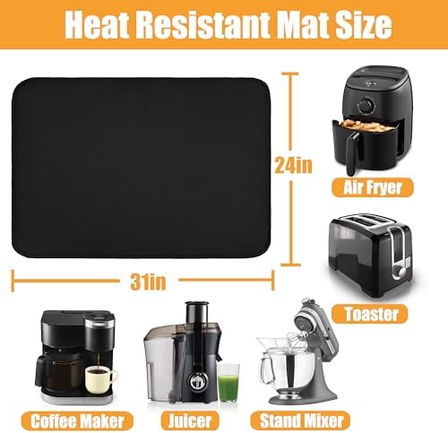 Heat Resistant Mats for Air Fryer on Countertop, 36 x 24in, Black - Image 5