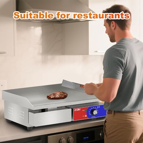 22’’ * 14’’ Commercial Electric Countertop Griddle -110V Flat Top Griddles w/ 122-572°F Adjustable Temperature and Non-Stick, 3000W Stainless Steel Electric Griddle w/ 10mm Thick carbon steel - Image 7