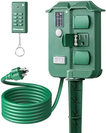 DEWENWILS Outdoor Power Stake Timer with Remote Control, Dusk to Dawn Timer by DEWENWILS