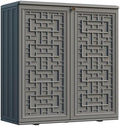 Mrosaa Indoor Outdoor Storage Cabinet Waterproof with Shelf,Plastic Storage Sheds Outdoor Cabinets for Patio/Garden/Backyard, Size 34.3''L*15''W*36.2''H（Gray） by Mrosaa
