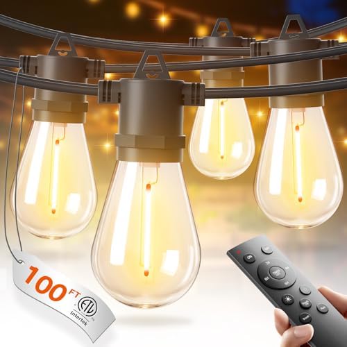 addlon 100FT LED Outdoor String Lights, Waterproof Dimmable Bulbs for Patio by addlon