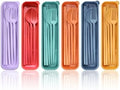 DISSKNIC Reusable Utensils Set with Case, 6 Sets Travel Utensils with Case, Wheat Straw Portable Cutlery Set Chopsticks Knives Fork and Spoon for Lunch Box Accessories by DISSKNIC
