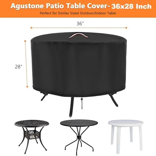 36 Inch Patio Table Cover, 36x28 in Outdoor Waterproof Round Table Cover - Image 2