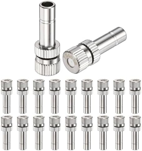 M METERXITY 20-Pack Brass Misting Nozzles, 0.016"/0.4mm Orifice Mister Replacement Heads for Outdoor Cooling System/Landscaping/Humidification/Greenhouse, 6mm Low-Pressure Fog Sprayer Nozzle by MMETERXITY