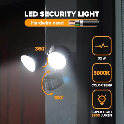 LUTEC 32W 3500 Lumen LED Security Lights Motion Sensor Light Outdoor, 5000K Daylight, IP65 Waterproof, Dusk to Dawn, Motion Detector Flood Light for Garage, Yard, Porch-Black - Image 2
