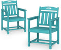 HDPE Outdoor Patio Dining Chairs with Wide Seat of 2, Oversized, LakeBlue by Suunyn